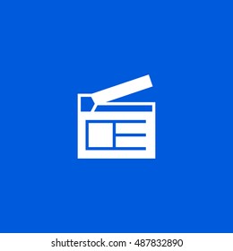 Clapperboard icon vector, clip art. Also useful as logo, web UI element, symbol, graphic image, silhouette and illustration. Compatible with ai, cdr, jpg, png, svg, pdf, ico and eps.