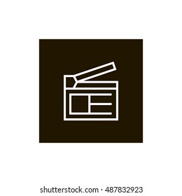 Clapperboard icon vector, clip art. Also useful as logo, square app icon, web UI element, symbol, graphic image, silhouette and illustration. Compatible with ai, cdr, jpg, png, svg, pdf, ico and eps.