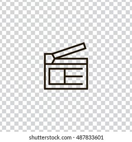Clapperboard icon vector, clip art. Also useful as logo, web UI element, symbol, graphic image, transparent silhouette and illustration. Compatible with ai, cdr, jpg, png, svg, pdf, ico and eps. svg