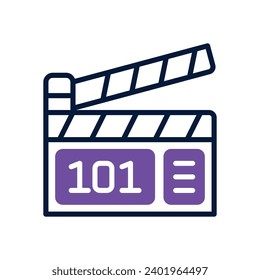 clapperboard icon. vector dual tone icon for your website, mobile, presentation, and logo design.