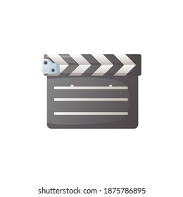 Clapperboard icon. Vector illustration of closed movie film clap board.