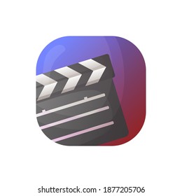 Clapperboard icon. Vector illustration of closed movie film clap board.