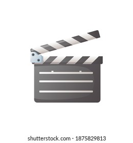 Clapperboard icon. Vector illustration of opened movie film clap board.
