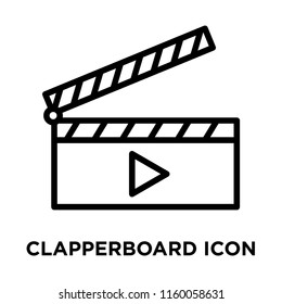 Clapperboard icon vector isolated on white background, Clapperboard transparent sign , line and outline elements in linear style