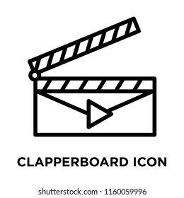 Clapperboard icon vector isolated on white background, Clapperboard transparent sign , line and outline elements in linear style