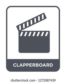 clapperboard icon vector on white background, clapperboard trendy filled icons from Electronic stuff fill collection, clapperboard simple element illustration