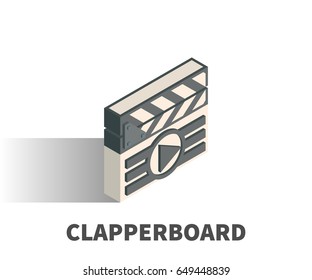 Clapperboard icon, vector symbol in isometric style isolated on white background.