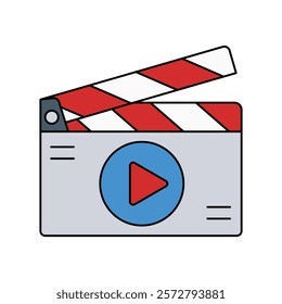 clapperboard icon with white background vector stock illustration