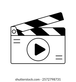 clapperboard icon with white background vector stock illustration