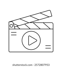 clapperboard icon with white background vector stock illustration