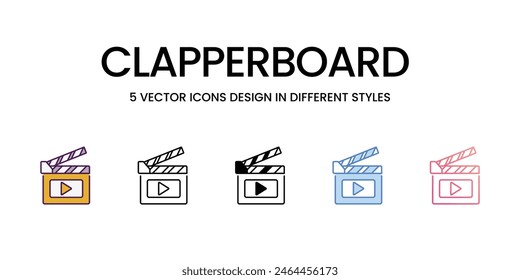 Clapperboard icons different style vector stock illustration