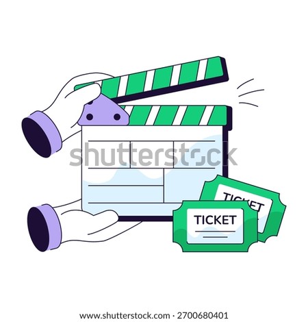 Clapperboard illustration in trendy vector design