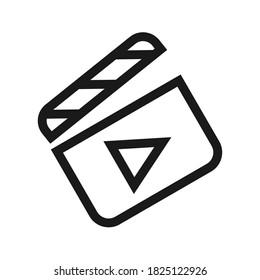 Icono de la línea del tablero de cuadros. Aplausos de la placa para la ilustración del vector de inicio de la escena del clip de vídeo. modificable por color