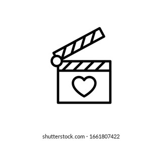 Clapperboard line icon. Vector symbol in trendy flat style on white background. Clapperboard sing for design.