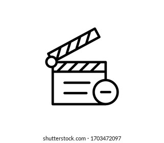 Klapperboard-Zeilensymbol. Vektorillustration-Symbol im trendigen, flachen Stil auf weißem Hintergrund. Klapperboard singt für Design.