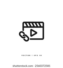 Clapperboard Link Icon. Editable Stroke