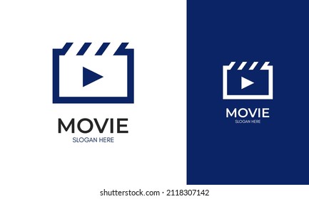 Clapperboard logo desig with video player icon