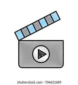 clapperboard with media player isolated icon