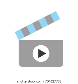 clapperboard with media player isolated icon