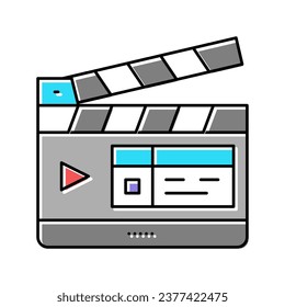 clapperboard numbering tool color icon vector. clapperboard numbering tool sign. isolated symbol illustration