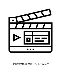 clapperboard numbering tool line icon vector. clapperboard numbering tool sign. isolated contour symbol black illustration