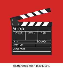 Clapperboard On Red Background Stock Vector (Royalty Free) 1530495140 ...