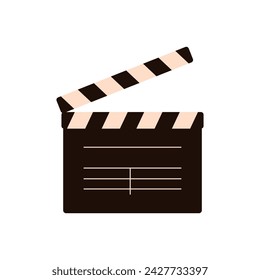 Clapperboard, open action of clapboard filmmaking equipment vector illustration