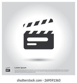 Clapperboard open icon on white background. Vector illustration. Flat design style