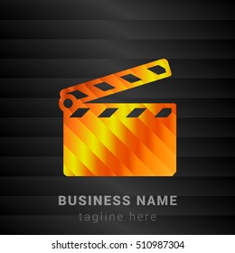 Clapperboard Orange, Yellow and Black silk fashion premium icon / Logo