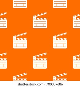 Clapperboard pattern repeat seamless in orange color for any design. Vector geometric illustration