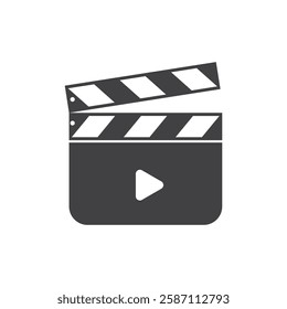 Clapperboard with a play button icon