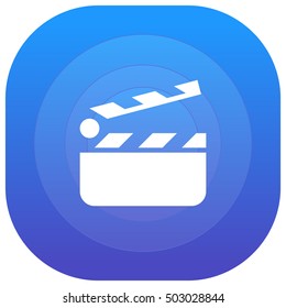 Clapperboard Purple - blue circular UI/UX App Icon / Logo Design