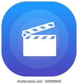 Clapperboard Purple - blue circular UI/UX App Icon / Logo Design