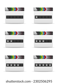 Clasificación de clapperboard establecida en un fondo blanco. Ilustración vectorial.