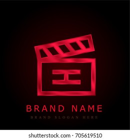 Clapperboard red chromium metallic logo