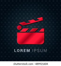 Clapperboard Red chromium precious metallic 3D Icon / Logo Design