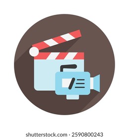 Clapperboard rounded color, mini illustration icon. use for modern concept, print, UI, UX kit, web and app development. Vector EPS 10, related to entertainment, festival, funfair and hobbies.