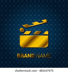 Clapperboard Royal Golden & Blue Metallic Premium Corporate Logo / Icon