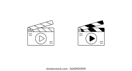 clapperboard set icon with white background vector stock illustration