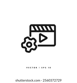 Clapperboard Setting Icon. Editable Stroke