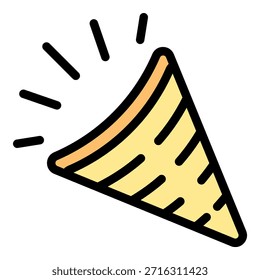 Tablero de tapa con icono de sorpresa. Tablero de clapperboard del contorno con el color plano sorpresa del icono del Vector aislado
