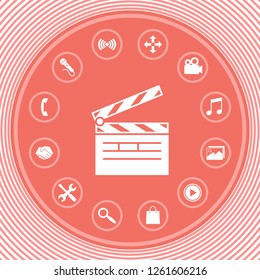 Clapperboard symbol icon. Graphic elements for your design