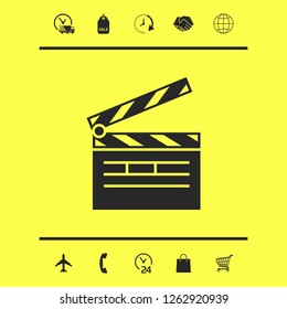 Clapperboard symbol icon. Graphic elements for your design