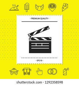 Clapperboard symbol icon. Graphic elements for your design