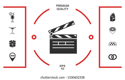 Clapperboard symbol icon. Graphic elements for your design