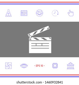 Clapperboard symbol icon. Graphic elements for your design