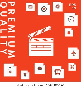 Clapperboard symbol icon. Graphic elements for your design