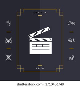 Clapperboard symbol icon. Graphic elements for your design