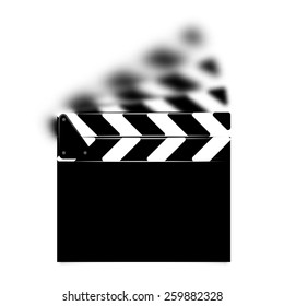 Clapperboard with two hinged sticks clapped together