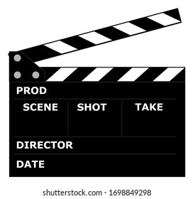 A clapperboard used for making a film and video production to assist in synchronizing of scene and sound